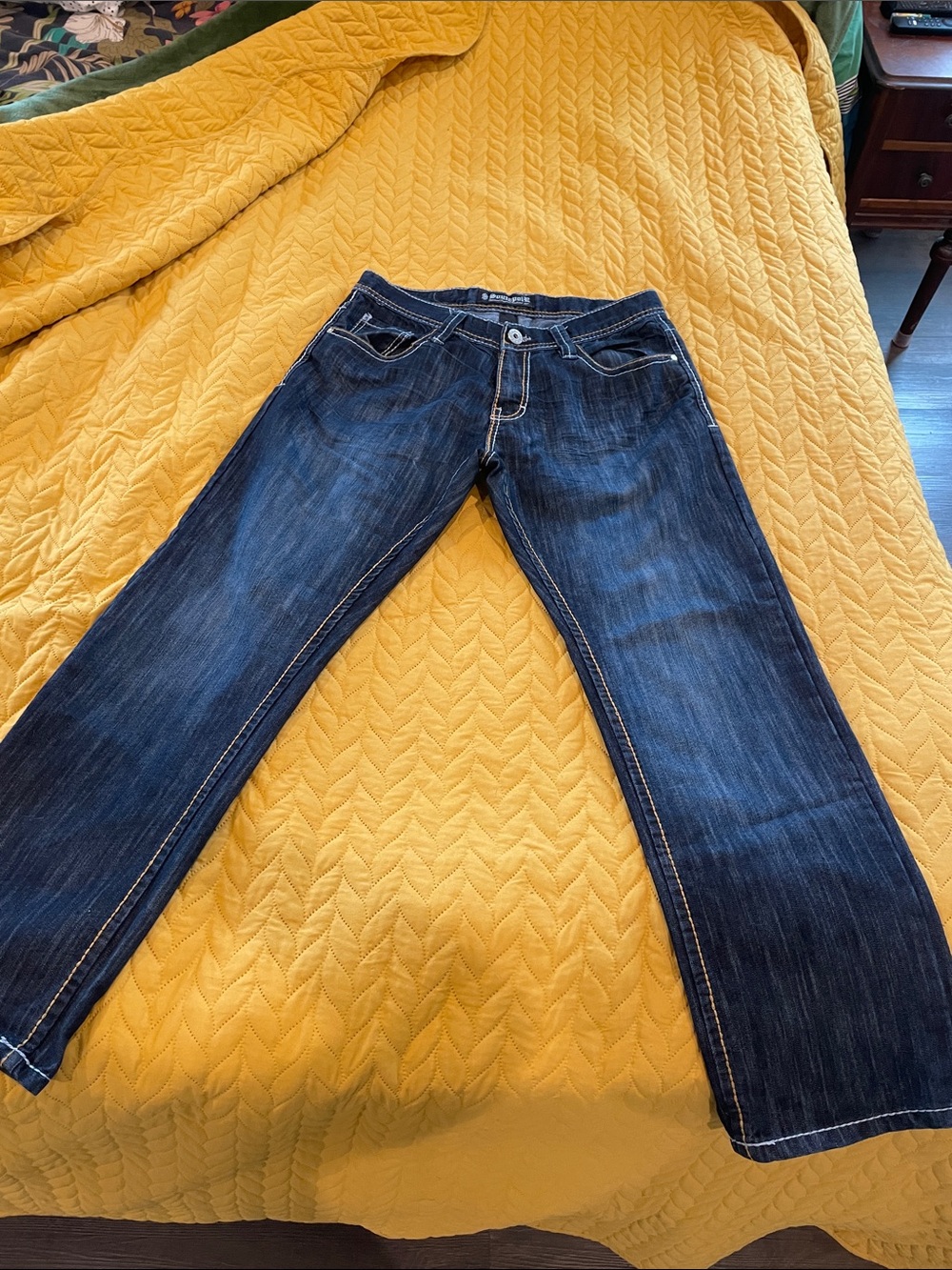 South Pole Men's Straight Jeans in Dark Blue Wash 36x30